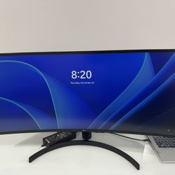 LG 34WN80C-B UltraWide Monitor 34” 21:9 Curved WQHD (3440 x 1440) IPS Display, USB Type-C (60W PD) , sRGB 99% Color Gamut, 3-Side Virtually Borderless