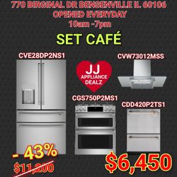 🔥New SET CAFE Refrigerator 36",Gas range 30",Dishwasher 24",Hood 30"