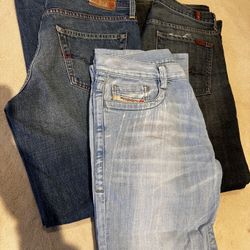 3 Pairs Of Diesel , AG , 7 Seven For All Mankind Jeans Y2K Vintage Sz 32