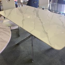MARBLE TOP silver dining table - FAST DELIVERY 🚚