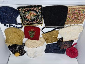 Vintage Ruby Lane Gold Evening Bag with  Gloves