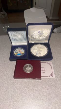 Lot of 3 Commemorative Silver Coins with Cases
