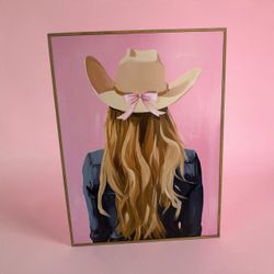 New Cowgirl Hat with Pink Bow Art Print
