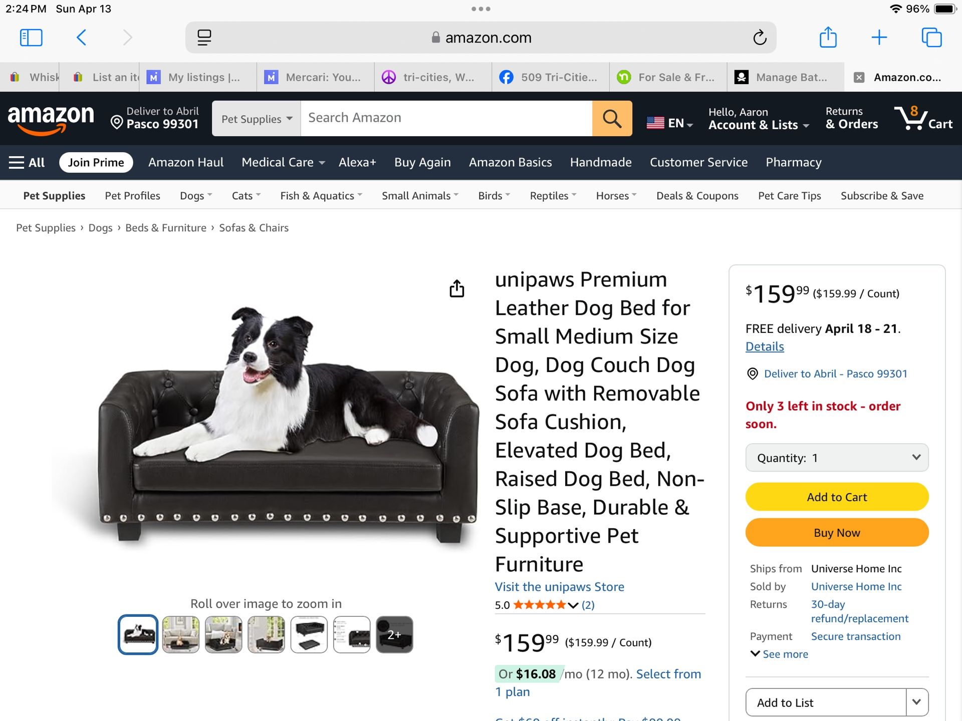 unipaws Premium Leather Dog Bed for Small Medium Size Dog, Dog Couch Dog Sofa
