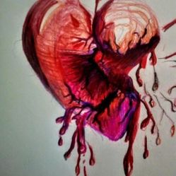 Bleeding Heart Original Acrylic Painting Ink Drawing