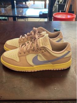 Nike Dunk Low Premium Men’s Sneakers Tan/Cream Purple Swoosh - Size 9