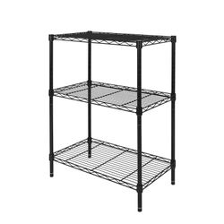 ► 3-Tier Multipurpose Metal Shelving Rack Black 750 lbs Capacity