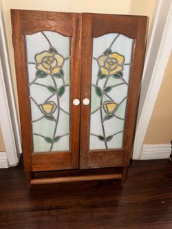 Vintage Art Noveau Stained Glass Medicine/Bathroom Cabinet