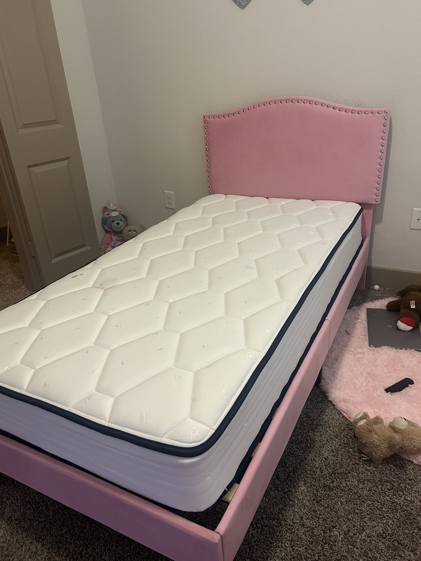 Pink Twin Bed & Mattress