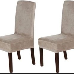 4 Latitude Run Taupe Velvet Dining Chair Covers