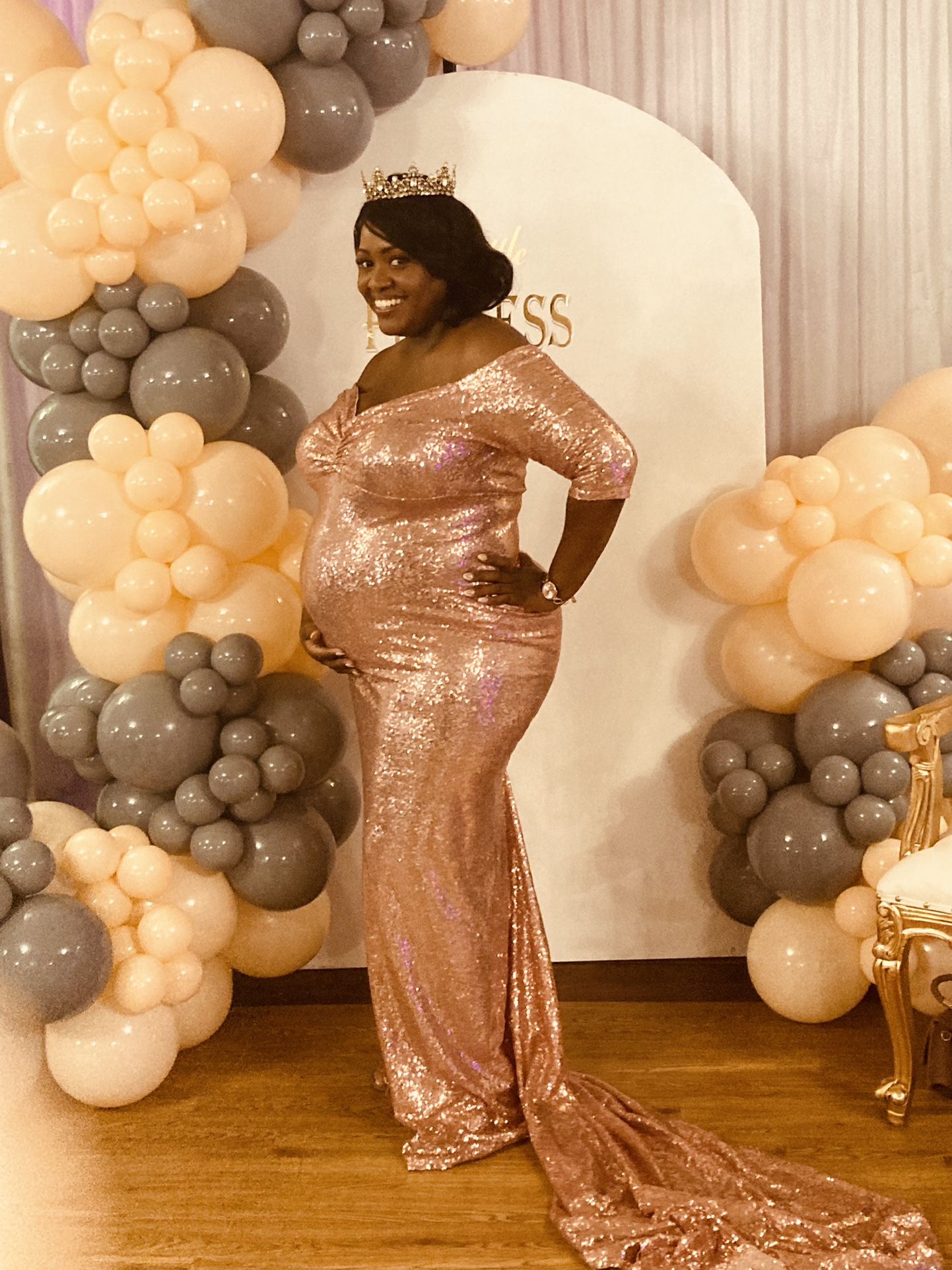 Rose Gold Maternity Dress- Baby Shower