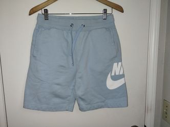 Nike Light Blue Large White Swoosh Pull On Sweat Shorts Comfort Men's Small