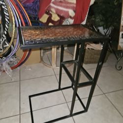 METAL GLASS SIDE TABLE WITH MOSAIC TOP