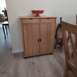 Wood Storage Cabinet With 2 doors  2  Drawers  Shelves 