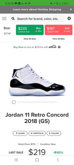 Jordan 11 Concord gs size 4y