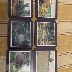 6- COASTERS  CLAUDE MONET IMPRESSIONIST PAINTING 