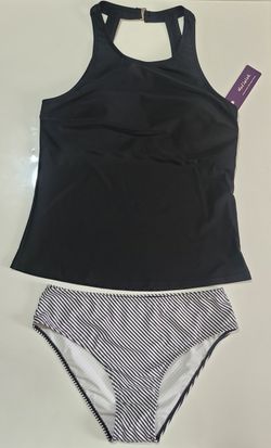 2 Piece Black and Striped Bikini