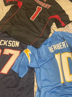 JC Jackson, Justin Herbert, Kyler Murray official NFL jerseys