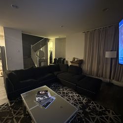 Black Sectional & Ottoman