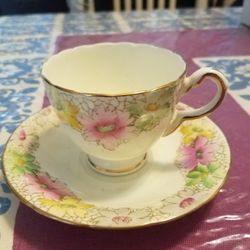 Vintage Delphine Bone China Cup/saucer