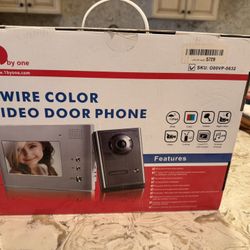 1byone 2-Wire Color Video Door Phone intercom system.  System Components: Includes an outdoor camera unit and an indoor monitor.  Monit