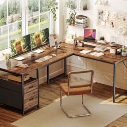 Brown 61 Inch L Shape