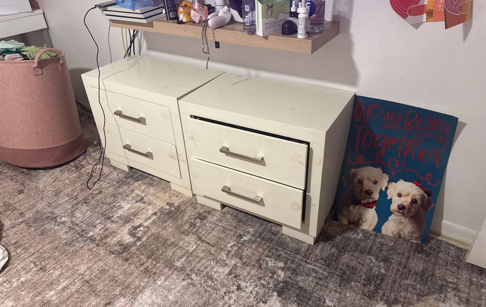 dresser with Mirror And Two Nightstands