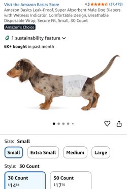 Super Absorbent Male Dog Diapers with Wetness Indicator, Comfortable Design, Breathable Disposable Wrap, Secure Fit, Small, 30 Count
