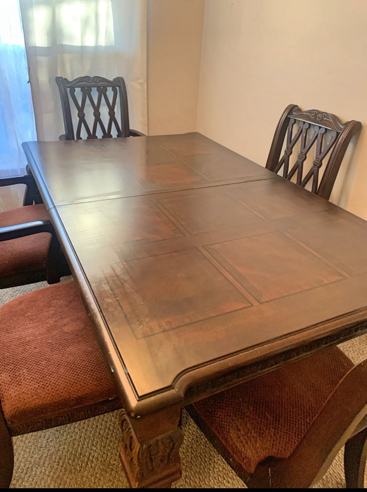 Dining Table With 6 Chairs and Leaf Extension