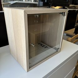 IKEA EKET Wall cabinet with glass door, white stained oak effect Like New 