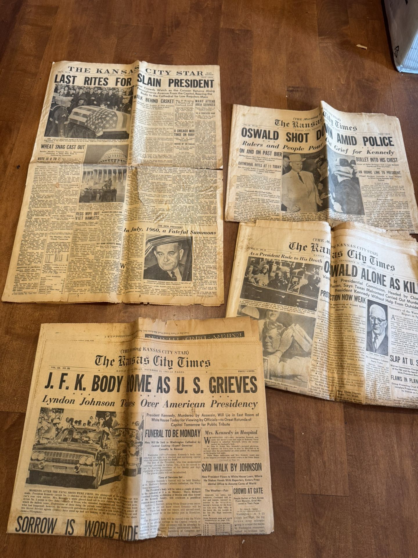 Vintage 1963/1964 JFK Kansas City star newspaper bundle shipping available