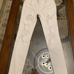 New With Tag Women White Stretchy ripped Skinny Jeans Size 7