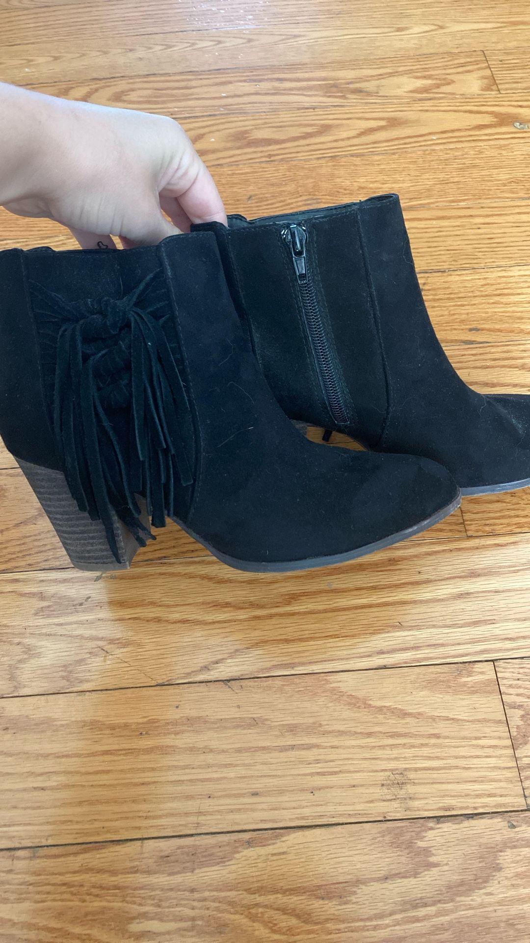 Black booties with tassels. women's size 7