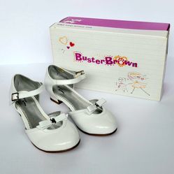 Girls Buster Browns White Patent Dress Shoes Size 12  1/2