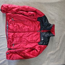 The North Face Jacket Men's M Red Black Poly Nylon Full Zip Pockets Outdoors

