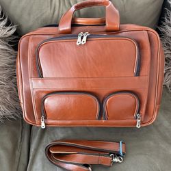 Augus light brown leather briefcase