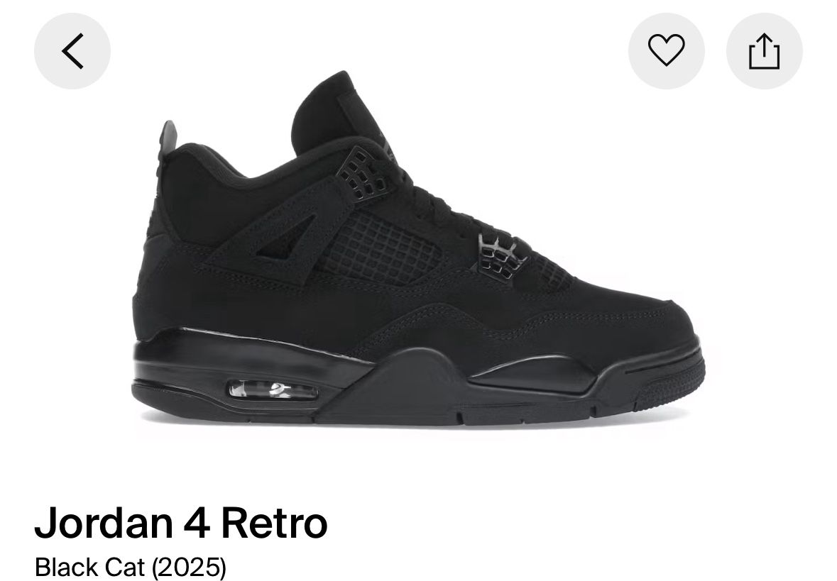 Air Jordan 4 Black Cat Sz 11M