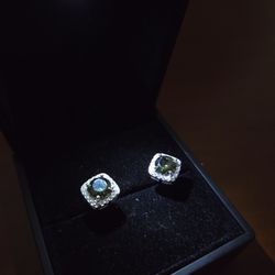 Green Moissanite Diamond Earrings 