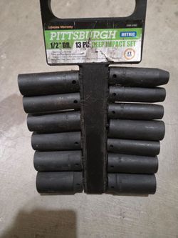two Pittsburgh 1/2" drive deep impact socket sets (Metric & SAE)