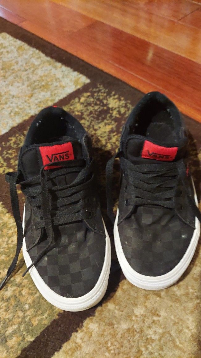 Black And Red Van's Size 7.5 Men Skater