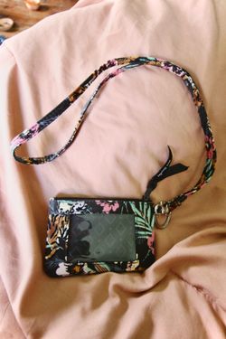 Vera Bradley Women’s Floral Fabric ID Lanyard Holder, Multicolor/Black