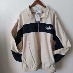 Size 4XLT Nike Club Men's Full-Zip Lightweight Windbreaker Light Khaki Oversized Fit