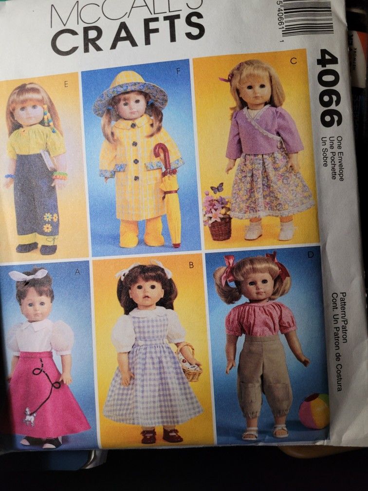 McCalls Patterns 4066 & M6452 For AMERICAN GIRL DOLL 