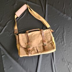 Leather And Canvas Messenger Bag