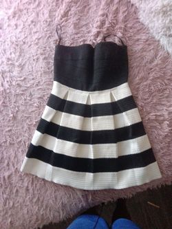 Black and White Striped Mini Dress
