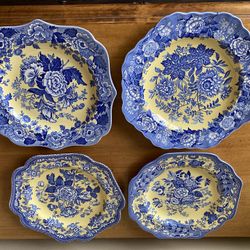 4 Spode Luncheon Plates, Garden Collection, each different