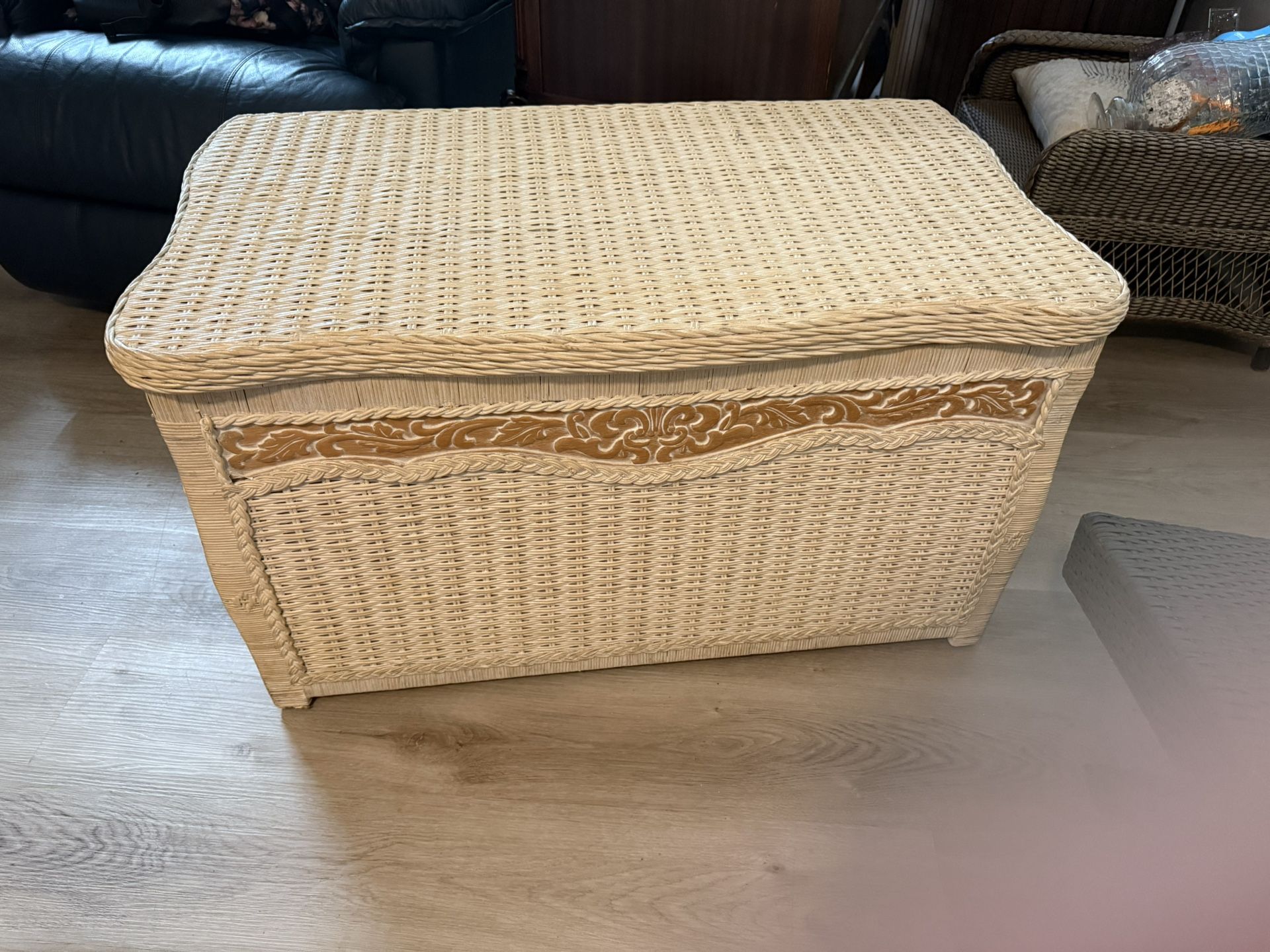 “Large Wicker Storage Chest – $120