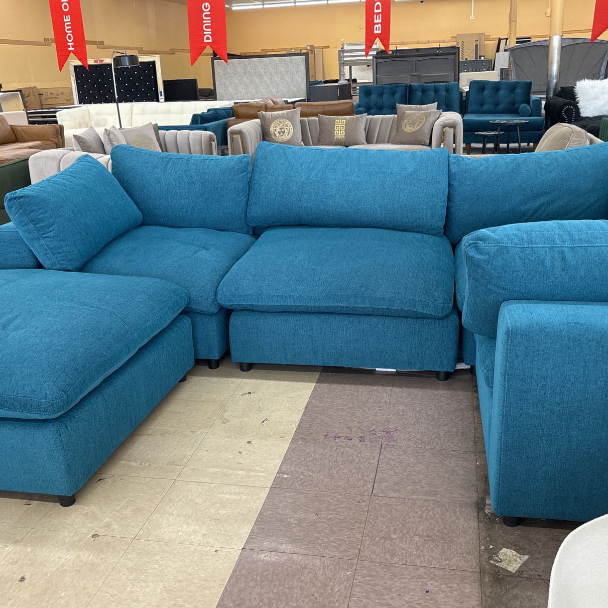 Spring Sale 🌸💐 Turquise 5 Piece Cloud Modular Sectional Sofa Free Delivery