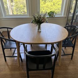 Astrid Mid-Century Round Extendable Dining Table - Threshold