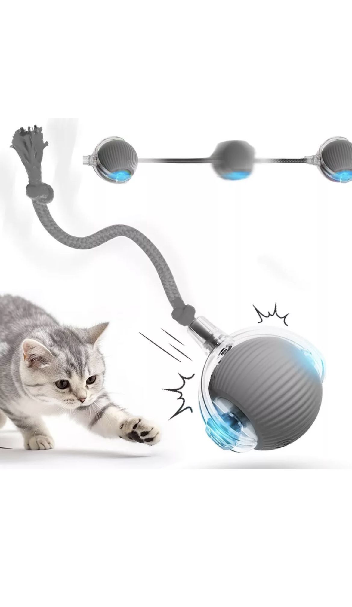 Smart Automatic (Gray) Rolling Ball Toy for Cats Self-Moving Electric Pet Game